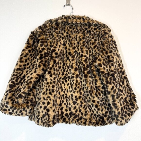Charlotte Russe Faux Fur Coat Jacket Y2K Animal Print Retro Cozy Leopard Large - Picture 3 of 8